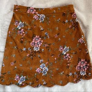 Corduroy floral skirt